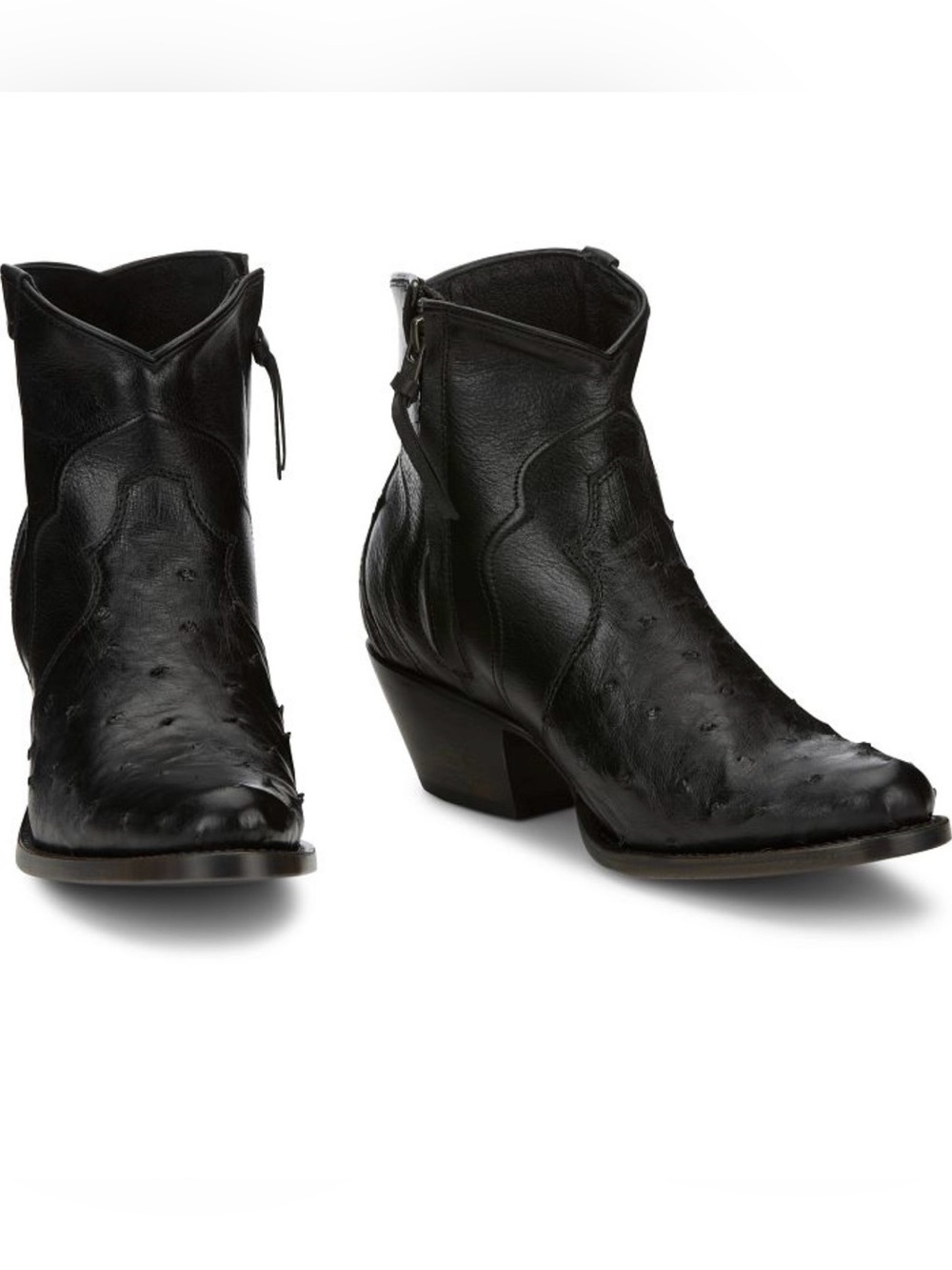 Reba By Justin Chord Full-Quill Ostrich Boots, Black, Like New, Women’s Size 8